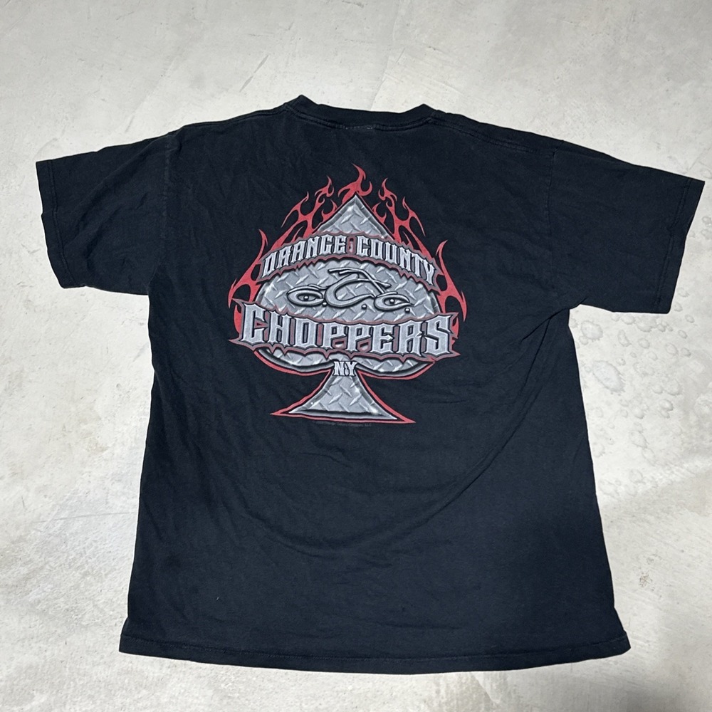 Orange County Choppers Vintage T Shirt SZ L 2003 Y2K Biker Ace Spades Faded